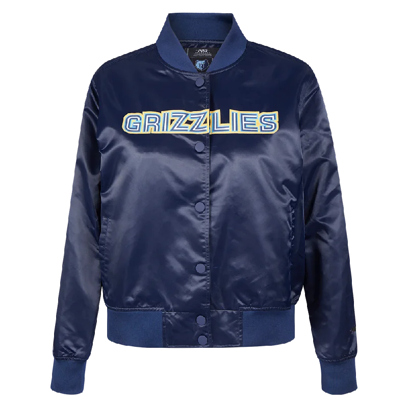 women's bohemian style kimono jacket -NBA MEMPHIS GRIZZLIES CLASSIC WOMEN'S SATIN JACKET (MIDNIGHT NAVY)