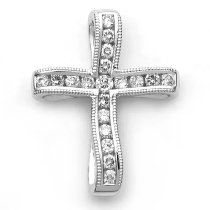 cropped faux leather jacket for women -18k White Gold Diamond Cross Pendant