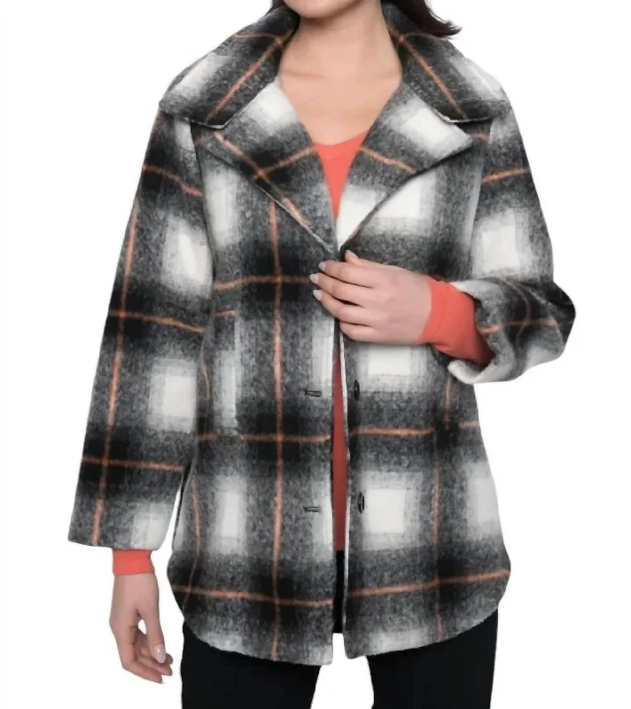 cozy teddy coat for ladies -Wool Jacket With Buttons In Persimmon Multi