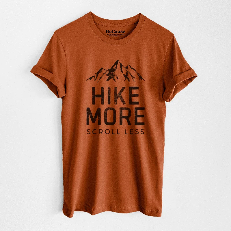 women's workout short sleeve top -Hike More - Scroll Less - Lightweight 100% Cotton Unisex Crewneck