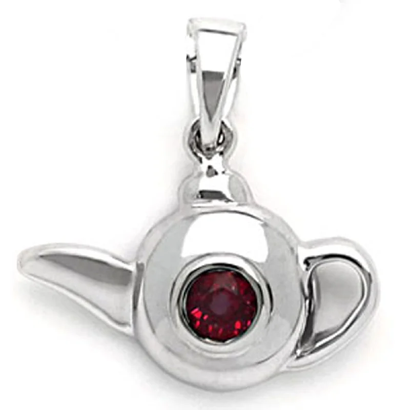 women's faux fur-lined parka -14k White Gold Ruby Teakettle Pendant