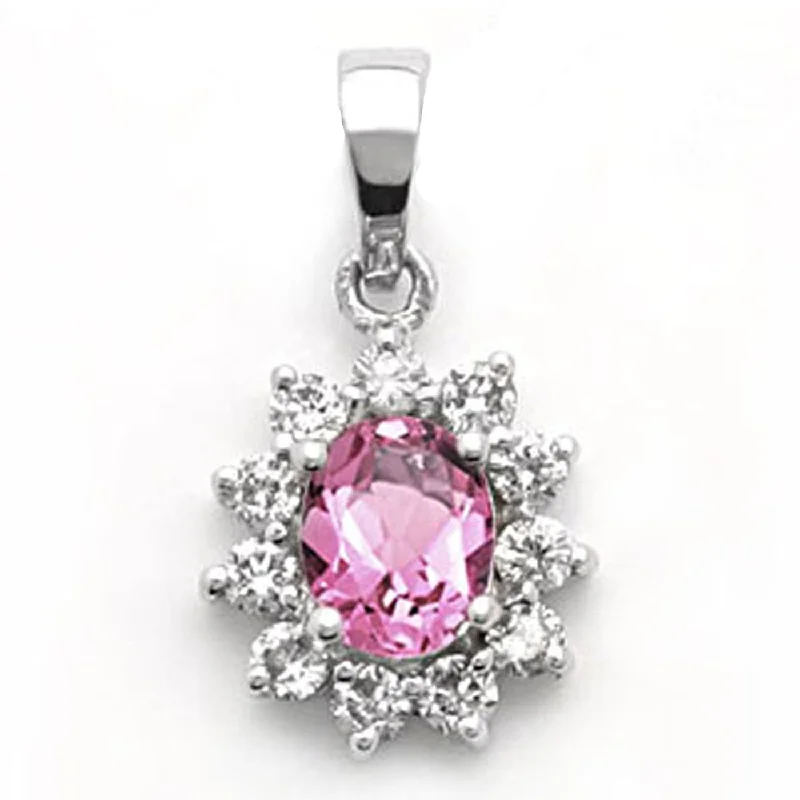 winter-ready women's parka -18k White Gold Pink Sapphire and Diamond Flower Pendant