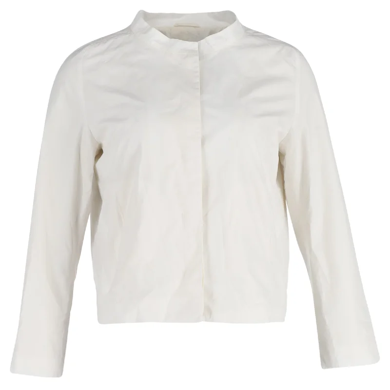 women's belted trench coat -Jil Sander Short Jacket in White Silk