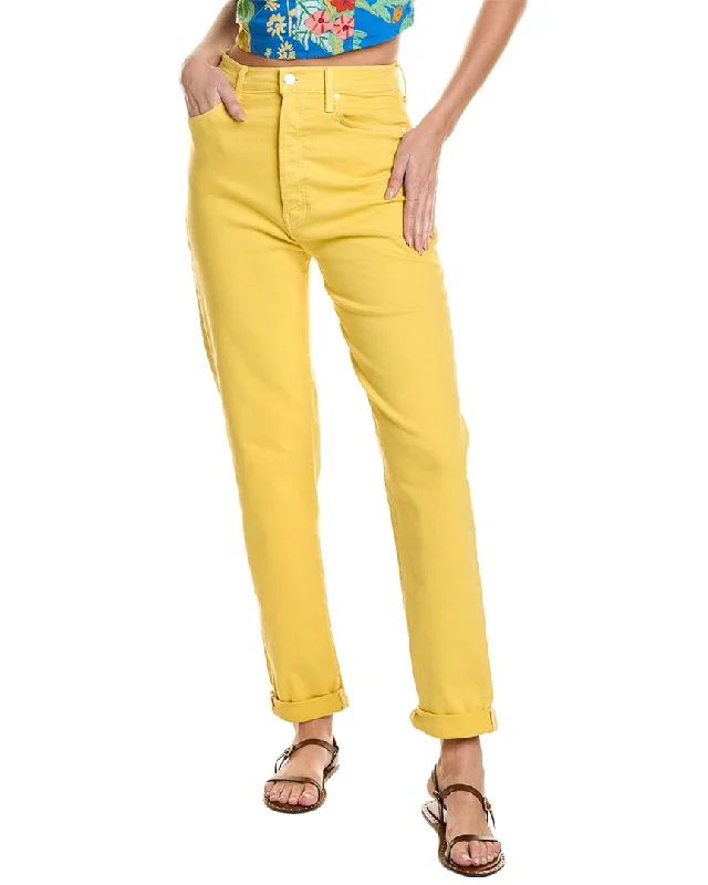 women's bootcut stretch denim -MOTHER The Tune Up Bona Fide Hover Primrose Yellow Jean