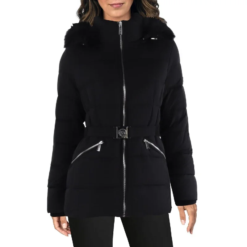 women's faux fur-lined parka -MICHAEL Michael Kors Womens Missy Quilted Cold Weather Puffer Jacket