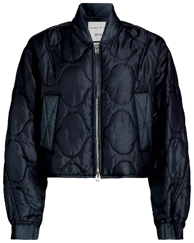 ladies' fur-lined jacket -AGOLDE Women's Iona Quilted Jacket, Ink