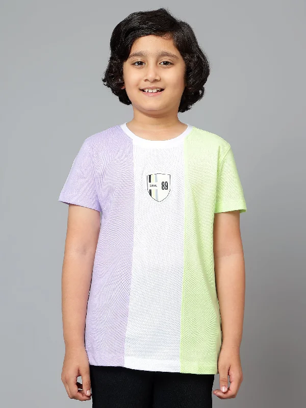 breathable silk short sleeve tops for women -Boys Casual Lilac Half Sleeve  T-Shirt