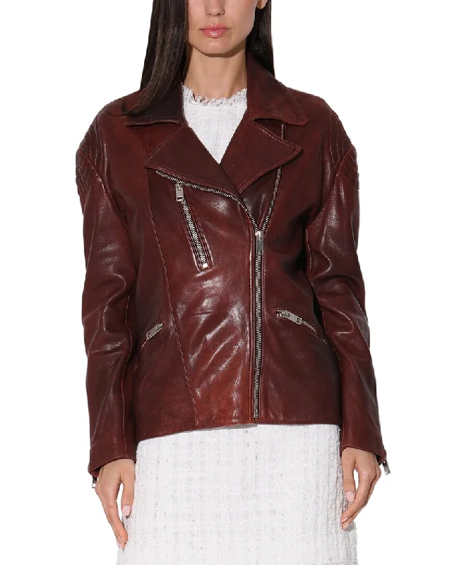 women's mid-length wool coat -Walter Baker Alexa Leather Jacket