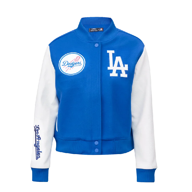 women's travel-friendly jacket -MLB LOS ANGELES DODGERS CLASSIC WOOL WOMEN'S VARSITY JACKET (DODGER BLUE/WHITE)