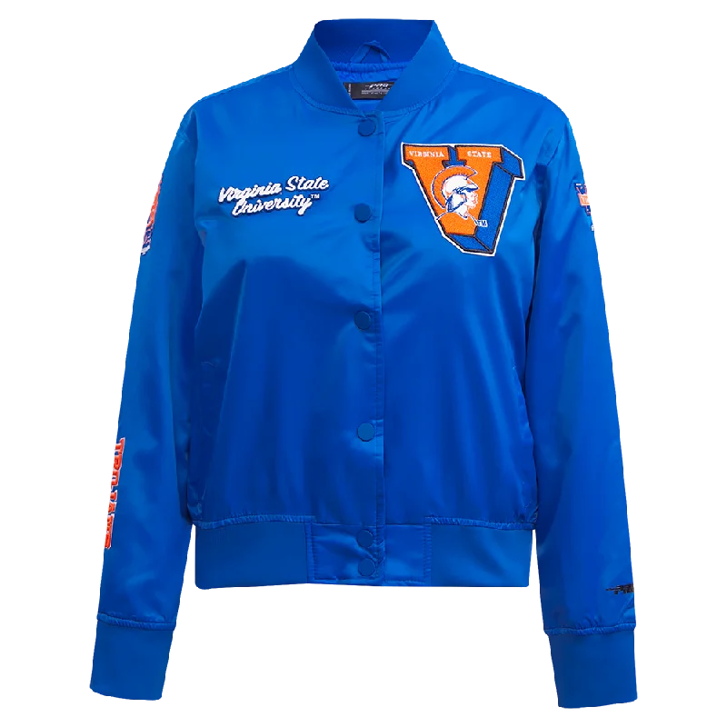 professional work blazer for women -VIRGINIA STATE UNIVERSITY CLASSIC WOMEN'S SATIN JACKET (ROYAL BLUE)