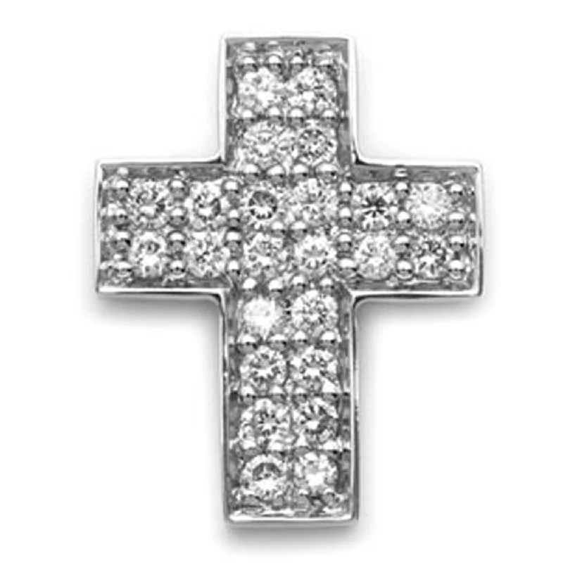 cozy oversized wrap coat for women -18k White Gold Diamond Cross Pendant