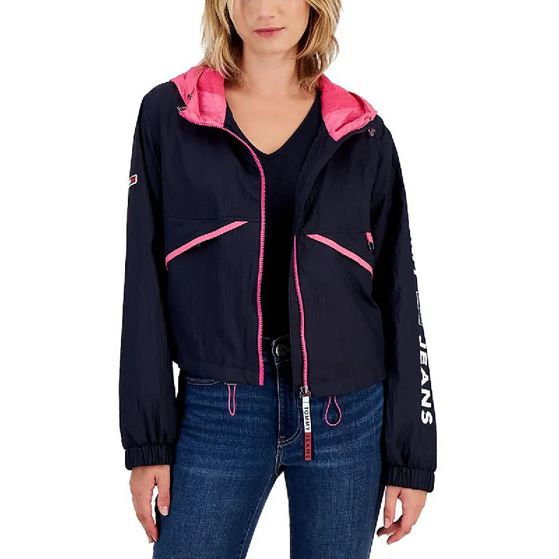 ladies' sporty windbreaker -Tommy Jeans Womens Hooded Lightweight Windbreaker Jacket