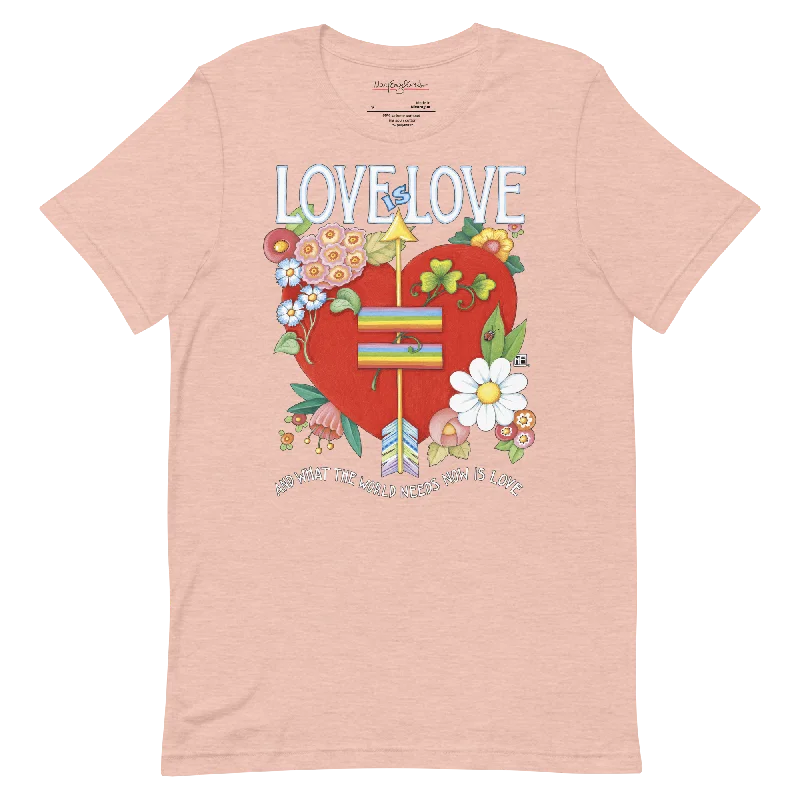 women's office wear short sleeve top -Love World Heart Unisex T-Shirt