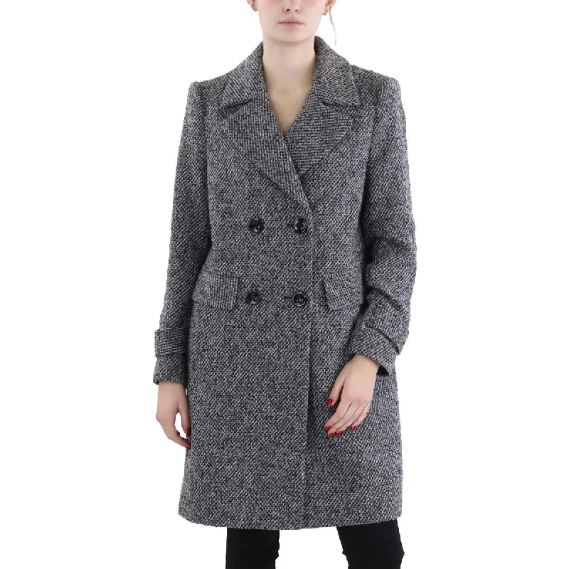 ladies' soft knit cardigan coat -Sam Edelman Womens Wool Blend Midi Pea Coat