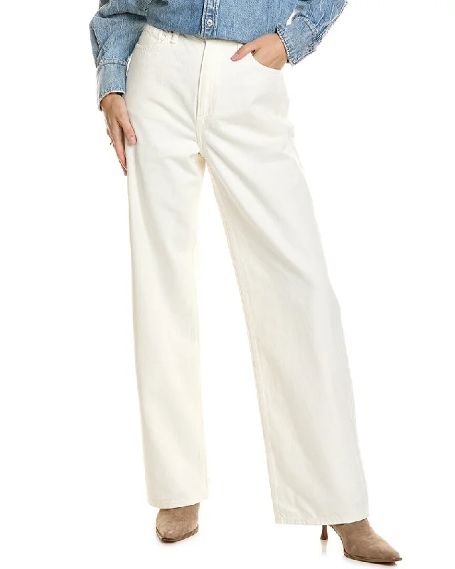 trendy patchwork jeans for women -rag & bone Logan Mid-Rise White Wide Leg Jean