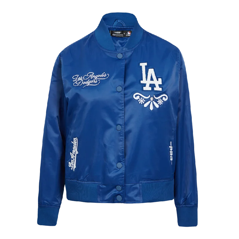 ladies' insulated ski jacket -MLB LOS ANGELES DODGERS SUGAR SKULL WOMEN'S SATIN JACKET (DODGER BLUE)