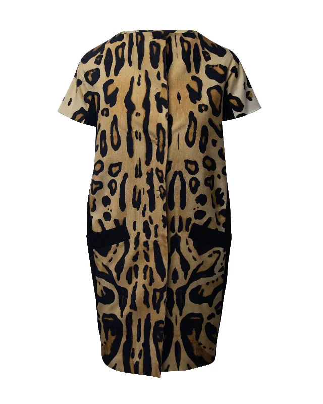 cozy oversized wrap coat for women -Giambattista Valli Jacket with Pockets in Animal Print Silk