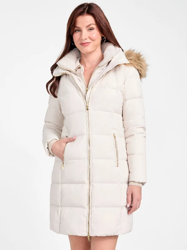 ladies' cashmere overcoat -Evie Real Down Coat