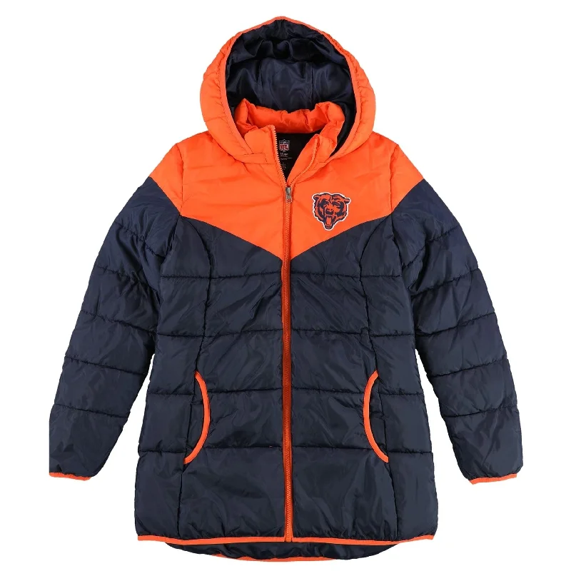 elegant long coat for women -G-III Sports Womens Orange and Blue Split Chicago Bears Parka Coat, Multicoloured, Medium