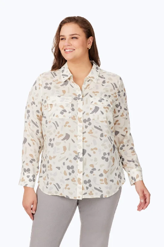 cute short sleeve tops for women -Davis Plus Brushstrokes Shirt