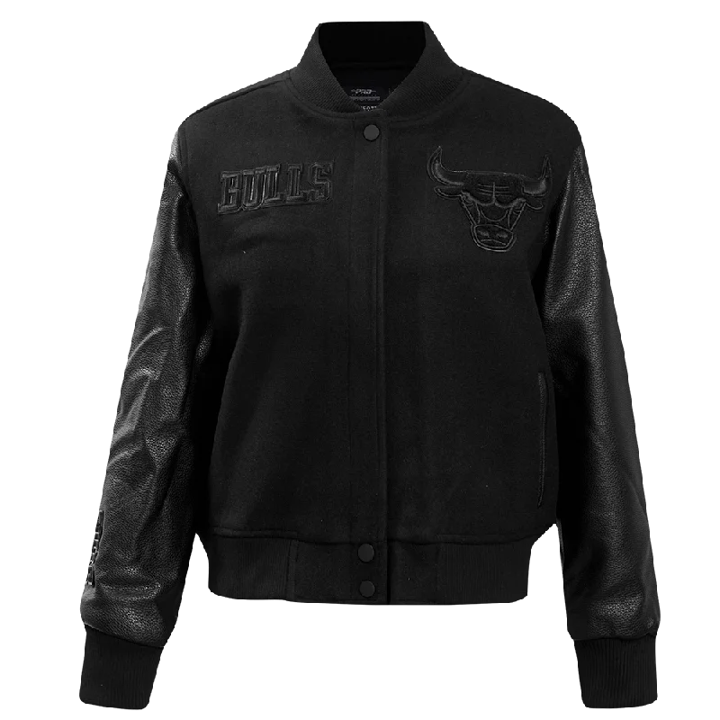 classic trench raincoat for women -NBA CHICAGO BULLS TRIPLE BLACK WOOL WOMEN'S VARSITY JACKET (TRIPLE BLACK)