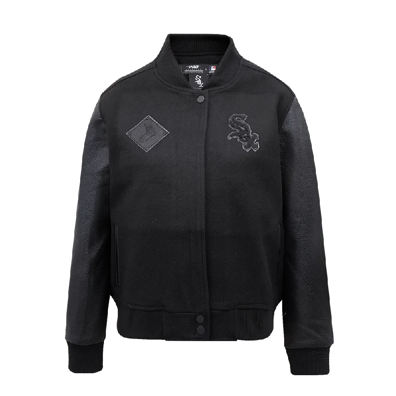 cozy oversized wrap coat for women -MLB CHICAGO WHITE SOX TRIPLE BLACK WOOL WOMEN'S VARSITY JACKET (TRIPLE BLACK)