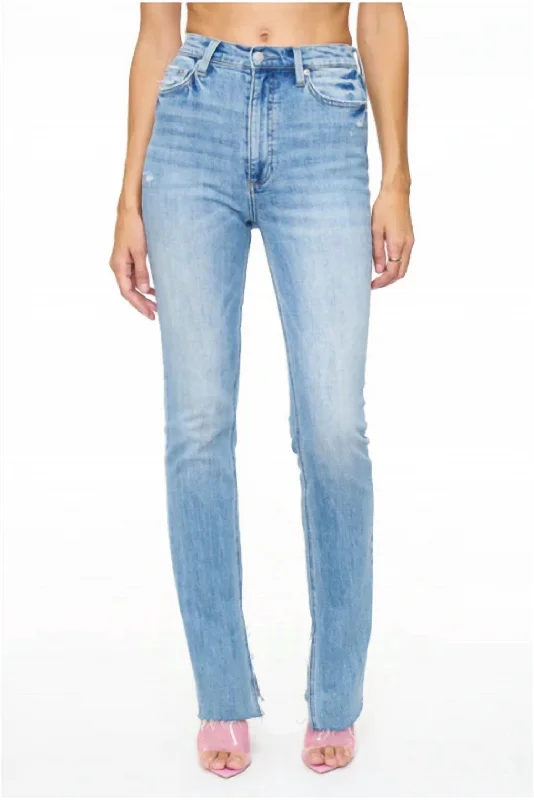 women's ultra-light stretch jeans -Colleen High Waisted Bootcut Denim Jeans In Grammercy