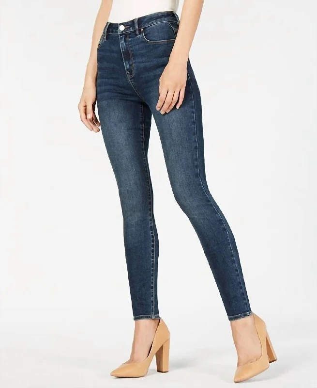 women's black high-waisted jeans -The Sultry High Rise Skinny Jeans In Blue