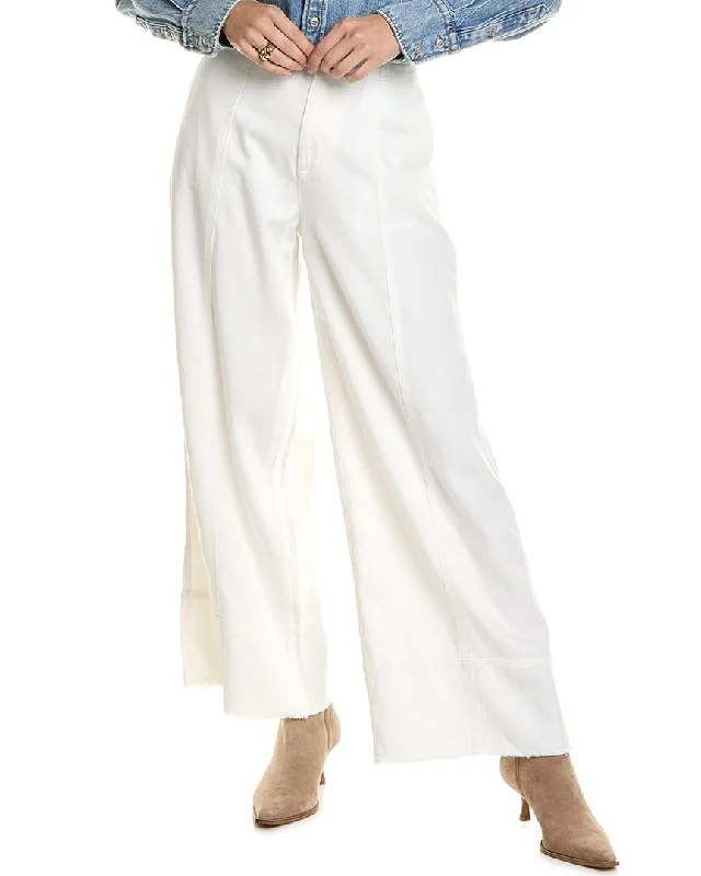 comfortable jegging-style jeans for women -rag & bone Featherweight Arianna White Cropped Palazzo Jean