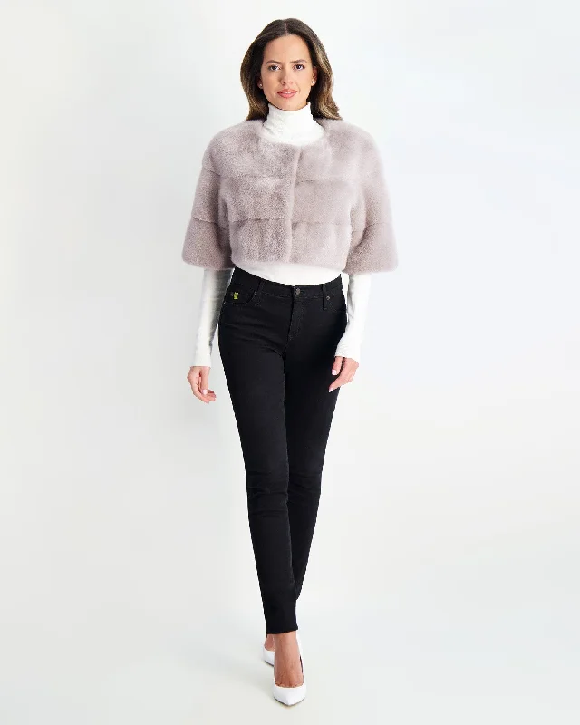 winter parka for women -Mink Collarless Bolero