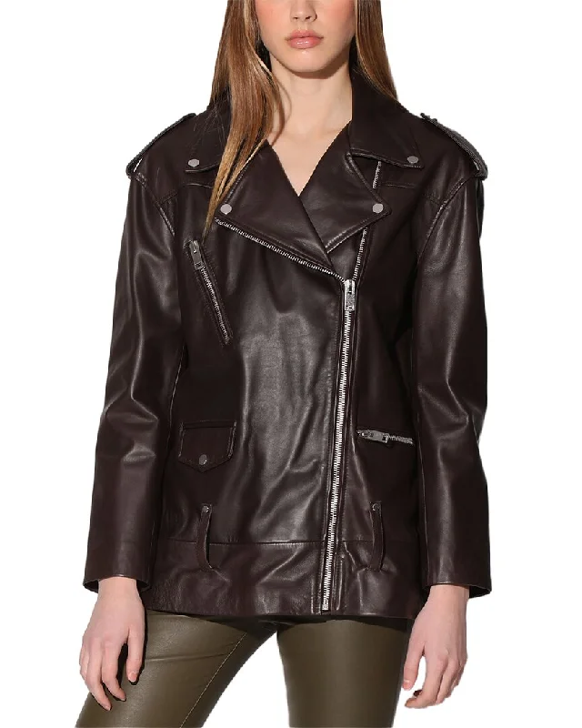 professional work blazer for women -Walter Baker Emery Leather Jacket