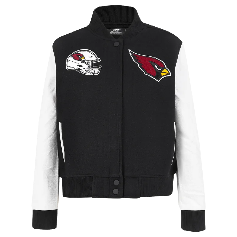 women's sherpa-lined jacket -NFL ARIZONA CARDINALS CLASSIC WOMEN'S WOOL VARSITY JACKET (BLACK/WHITE)