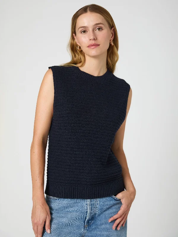 ladies' chiffon short sleeve blouse -Manda Open Knit Vest