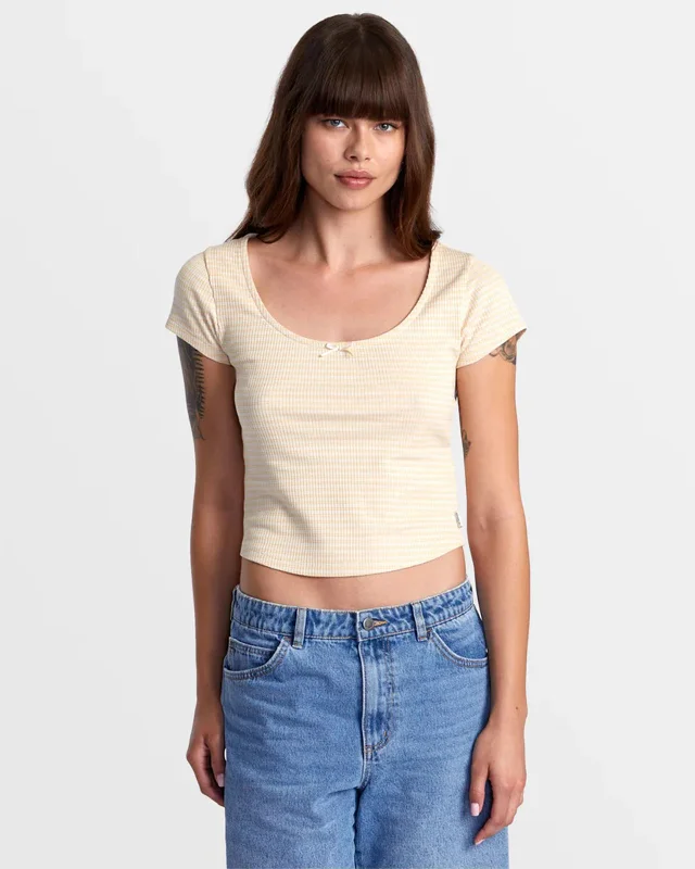 summer fashion short sleeve tops for women -Sweet Wide Rib T-Shirt