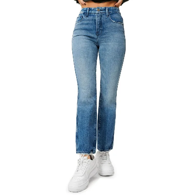 women's flared bell-bottom jeans -Womens High Rise Curvy Fit Straight Leg Jeans