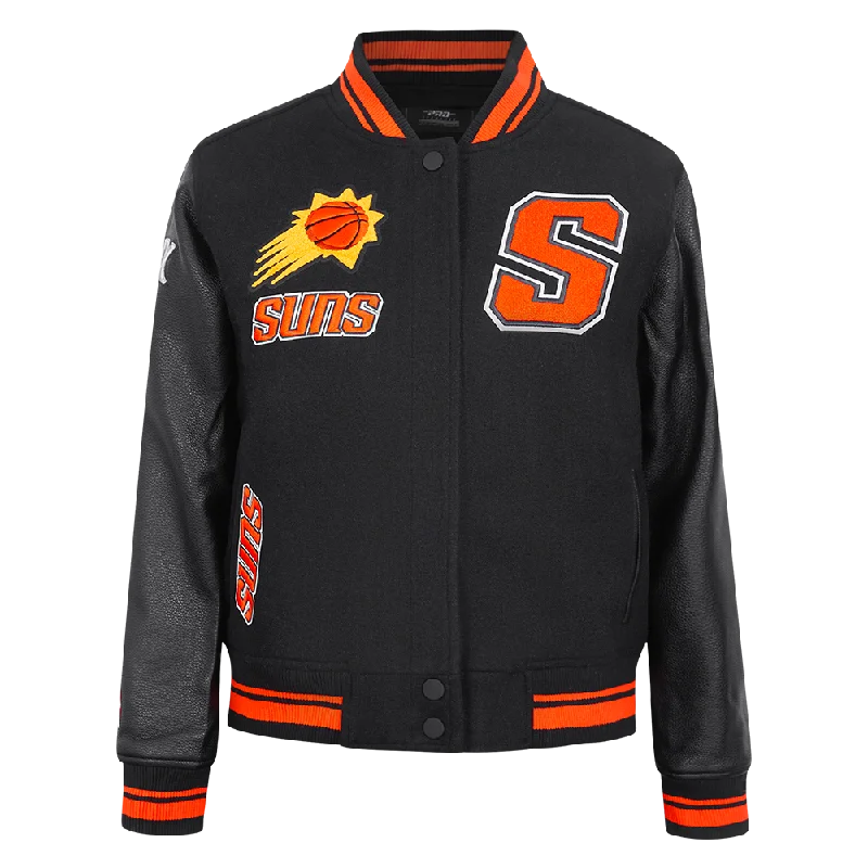 ladies' cashmere overcoat -NBA PHOENIX SUNS RETRO CLASSIC WOMEN'S RIB WOOL VARSITY JACKET (BLACK/ORANGE)