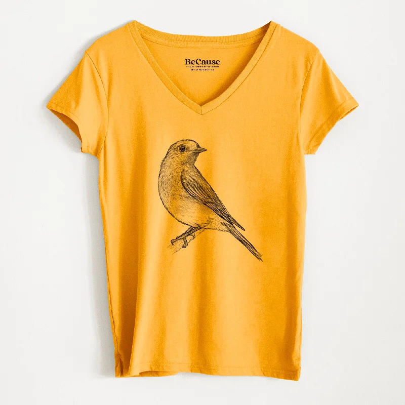 affordable short sleeve tops for women -Eastern Bluebird - Sialia sialis - Women's 100% Recycled V-neck