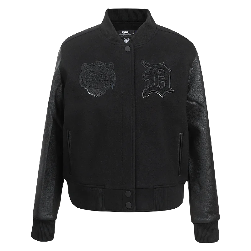 winter-ready faux shearling jacket for women -MLB DETROIT TIGERS TRIPLE BLACK WOMEN'S WOOL VARSITY JACKET (TRIPLE BLACK WOMEN'S)