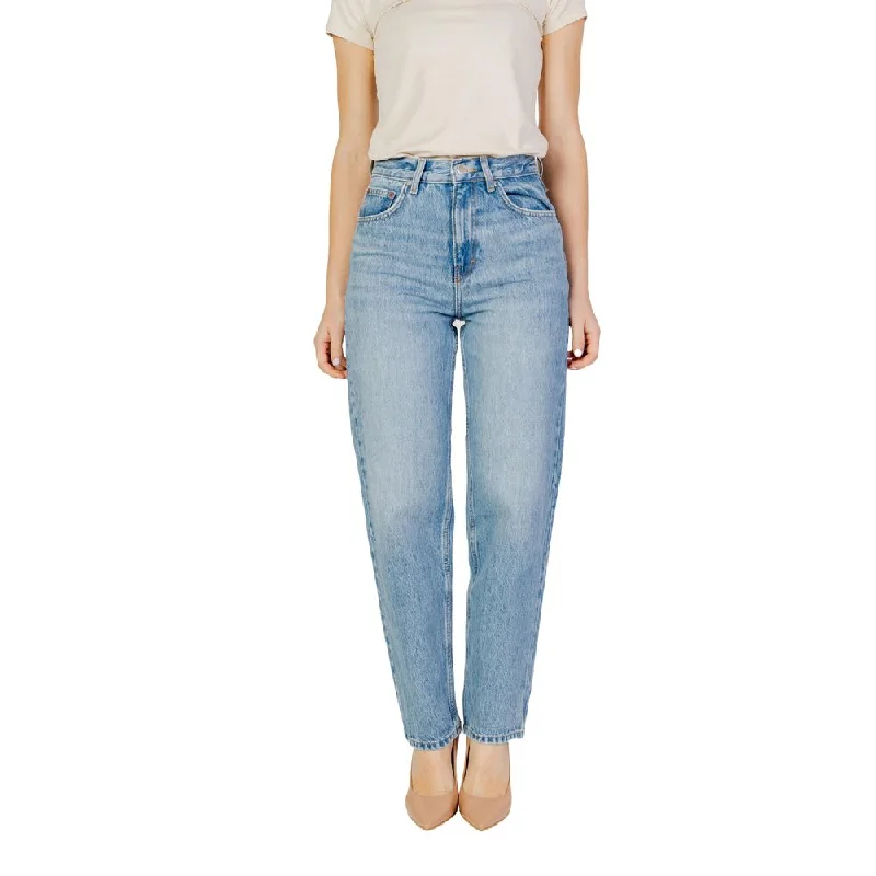 women's double-layer denim jeans -Only blue Cotton Jeans & Women's Pant