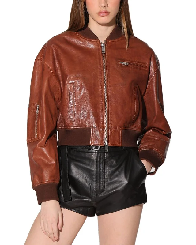 casual oversized shacket for women -Walter Baker Sydney Leather Jacket