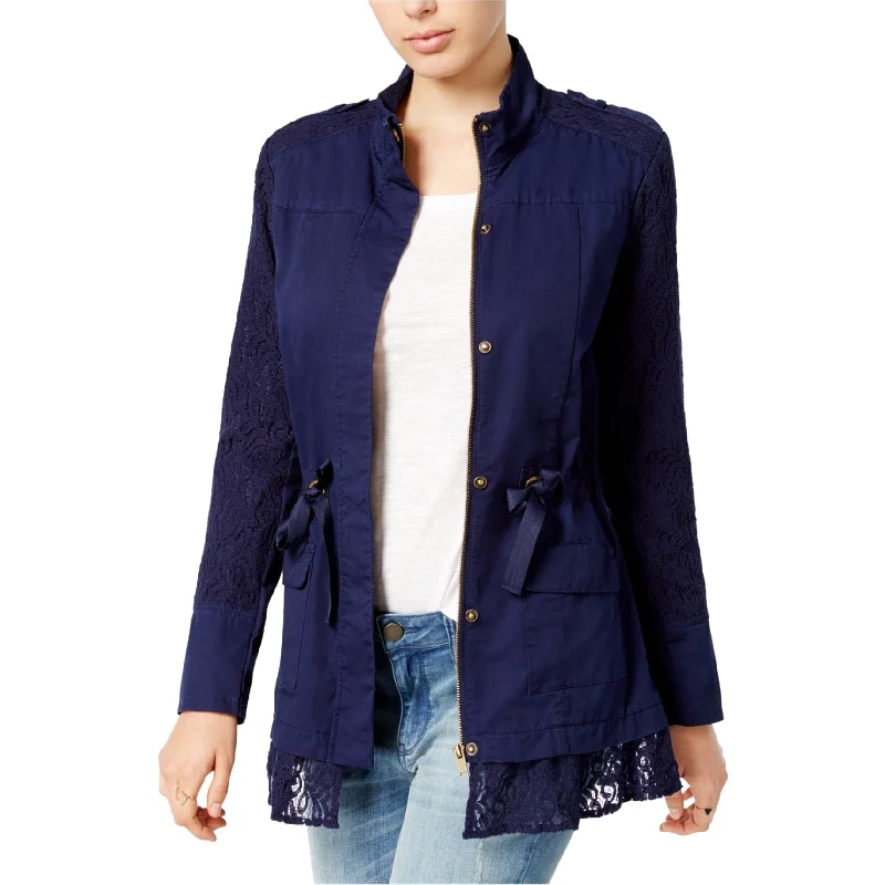 women's casual denim jacket -Maison Jules Womens Lace Utility Jacket