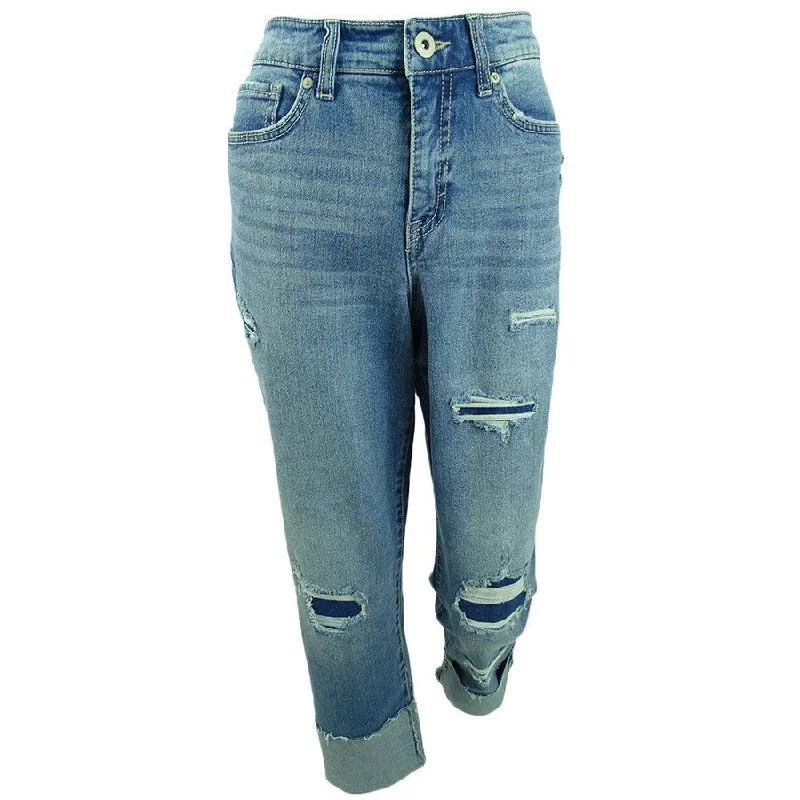 classic straight-fit jeans for women -Style & Co. Women's Ripped Crop Straight Jeans