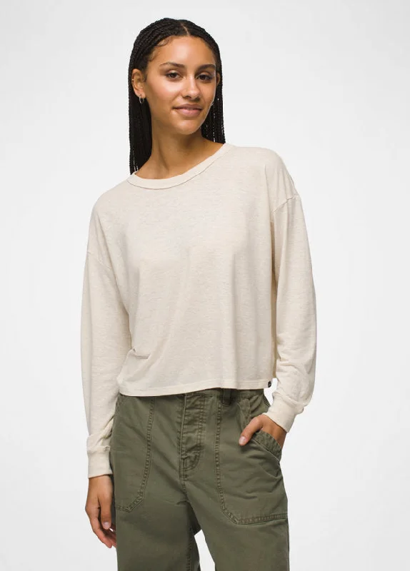 breathable cotton blend short sleeve tops -Cozy Up LS Crew