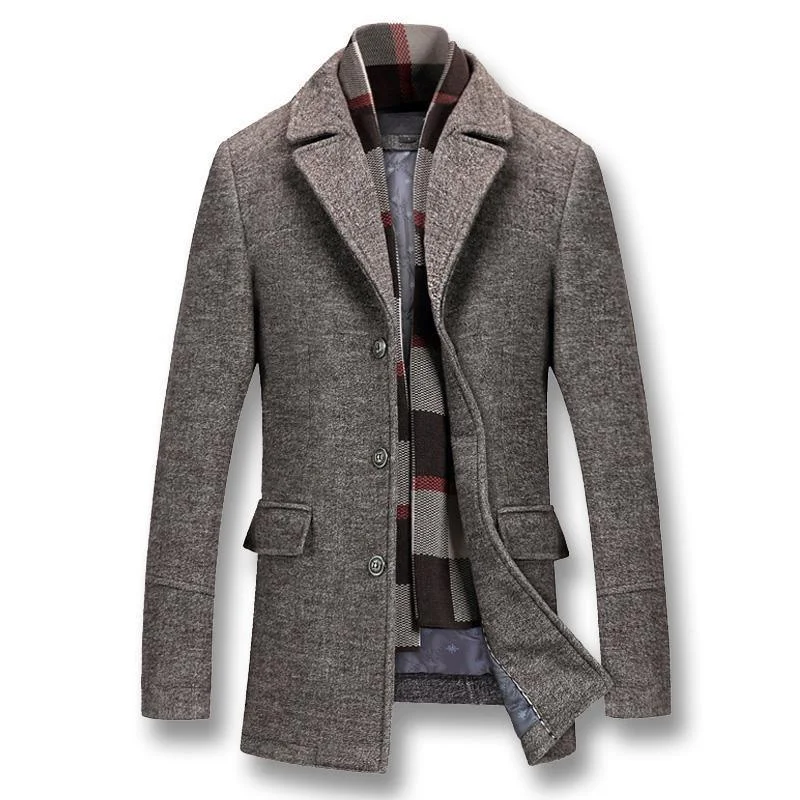 fashionable belted wool coat for women -Men's Elegant Winter Coat