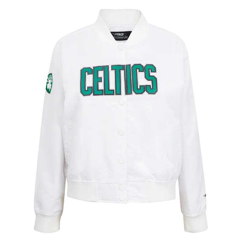 winter parka for women -NBA BOSTON CELTICS CLASSIC WOMEN'S SATIN JACKET (WHITE)