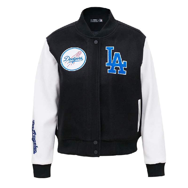 women's winter coat -MLB LOS ANGELES DODGERS CLASSIC WOOL WOMEN'S VARSITY JACKET (BLACK/WHITE)