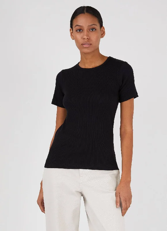 lightweight short sleeve tops for summer -Women's Rib T-shirt in Black