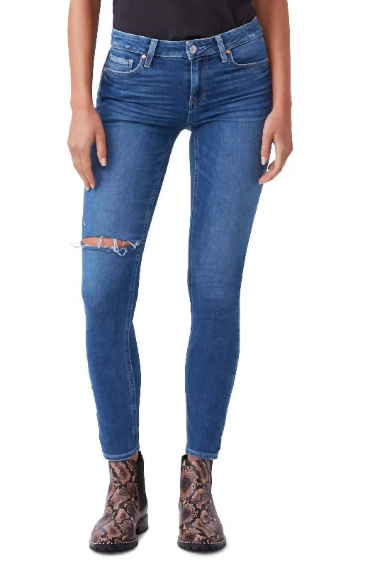 cropped kick-flare jeans for women -Verdugo Transcend Mid Rise Ultra Skinny Crop Ankle Jean In Roadhouse Destructed