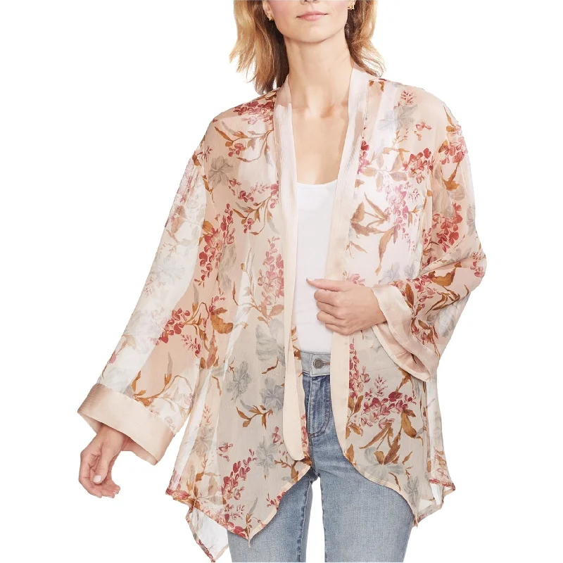 women's thermal long coat -Vince Camuto Womens Printed Kimono Cardigan Jacket