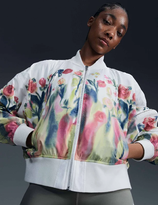 sporty track jacket for women -Sportswear Artist Collection Bomber Jacket - Sail/Floral